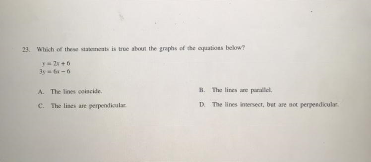 Which of these statements is true about the graphs of the equations below? y = 2x-example-1