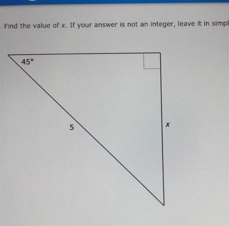 Find the value of x. if your answer is not an integer, leave it in simplest form. please-example-1