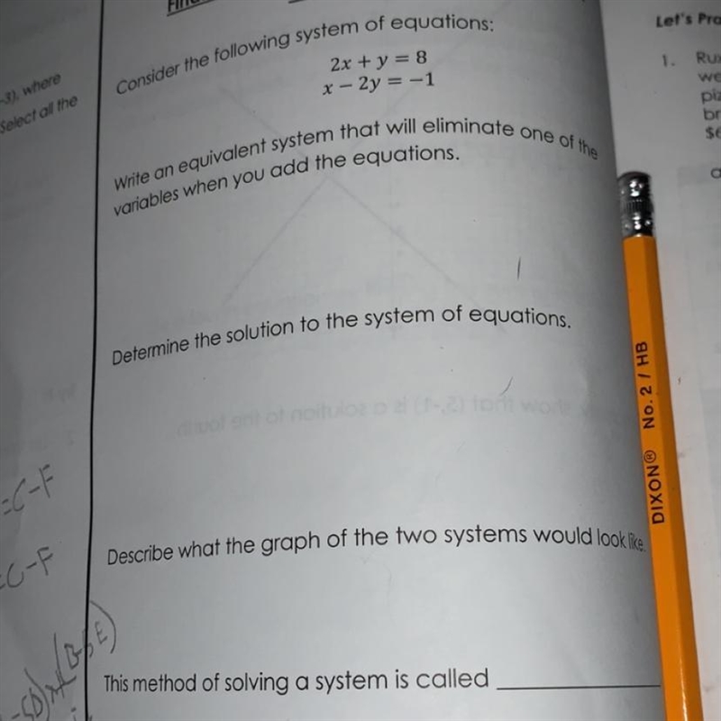 Consider The following system of equations 2x+y=8 x-2y=-1 Please I really need help-example-1