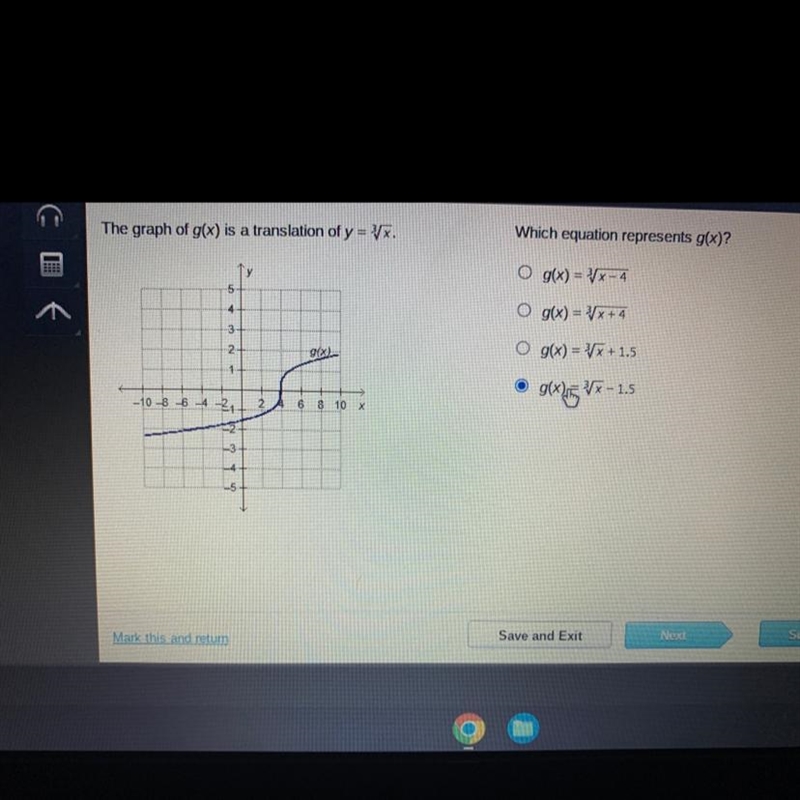 The graph of g(x) is a translation of y = ³√√x.5329(x)1-10-8-6-4-216 8 10 x4Which-example-1