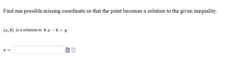 Find one possible missing coordinate so that the point becomes a solution to the given-example-1