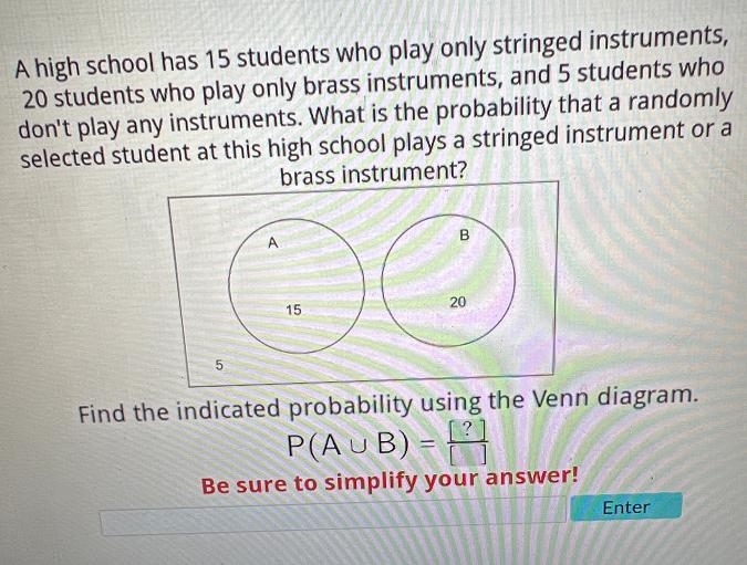 A high school has 15 students who play only stringed instruments,20 students who play-example-1