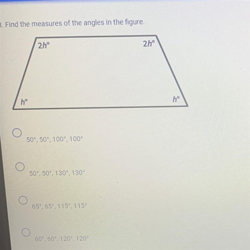 3. Find the measures of the angles in the figure.-example-1