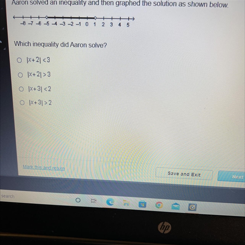 Aaron solved an inequality and then graphed the solution as shown below.-8 -7 -6 -5 4 -3 -2 -1 0 1 2 3 4 5Which-example-1