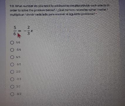 what number do you need to add/subtract/multiply/divide each side by in order to solve-example-1