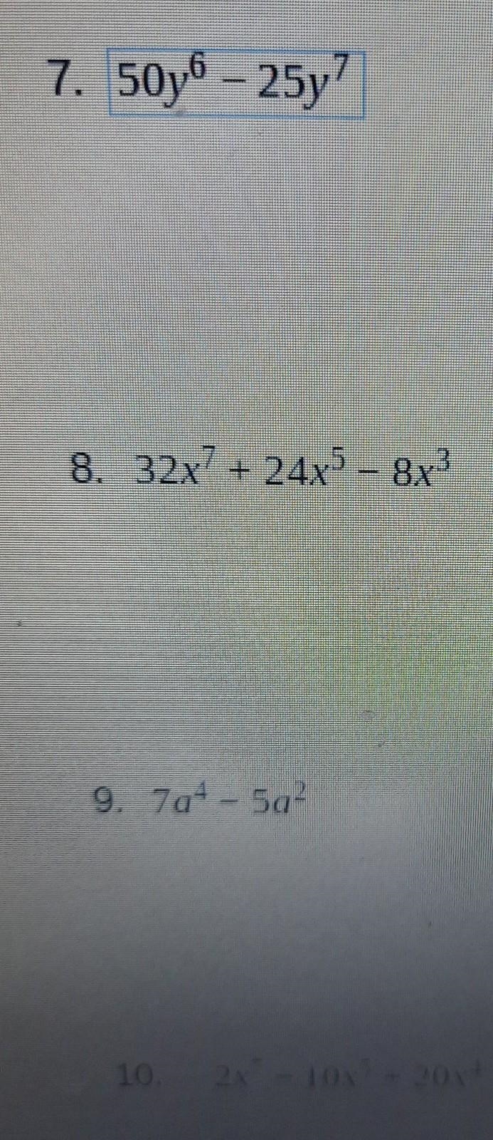 Factor each of the following by factoring out the GCF-example-1