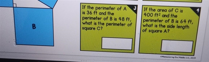 If the perimeter of A is 36 ft and the perimeter of B is 48 ft, what is the perimeter-example-1