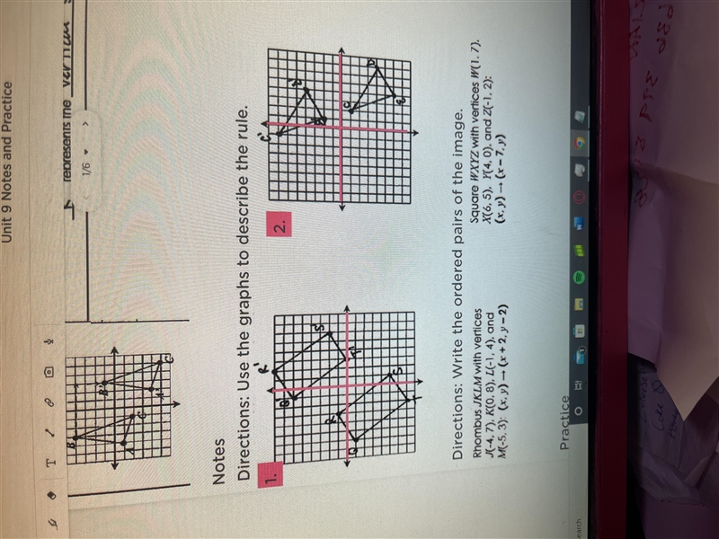 Use the graph to describe the rule, write the ordered pairs of the image.-example-1