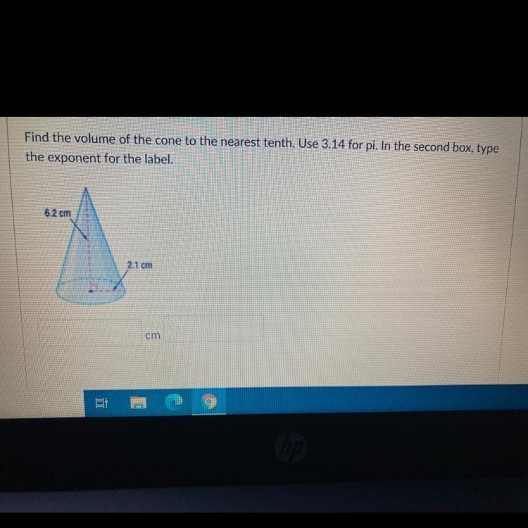 Find the volume of the cone to the nearest 10th. Used 3.14 for pi parakeet in the-example-1