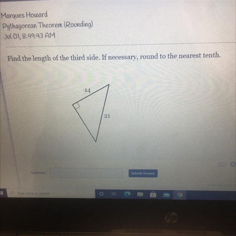 Find the length of the third side. If necessary, round to the nearest tenth.14.21Answer-example-1