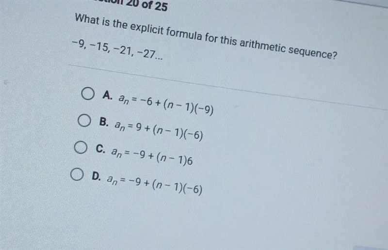 What is the explicit formula for this arithmetic sequence? 9.15. - 27 27.-example-1