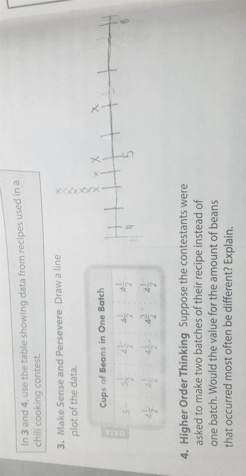 Please help look at the image I need help with number 4. I already did the line plot-example-1