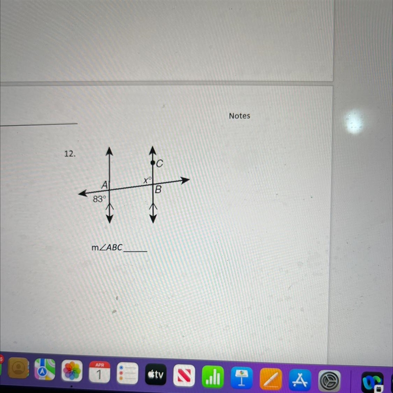 It says solve for x then find the measure of the angle given-example-1