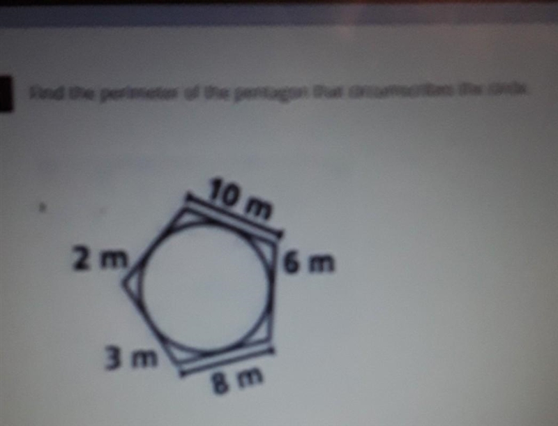 Find the perimeter of the Pentagon that circumscribed the circle-example-1