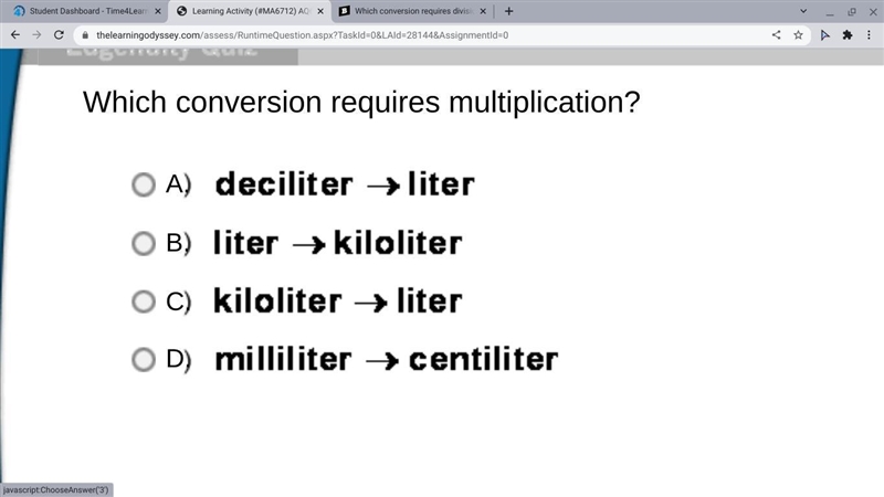 Which conversion requires multiplication?-example-1