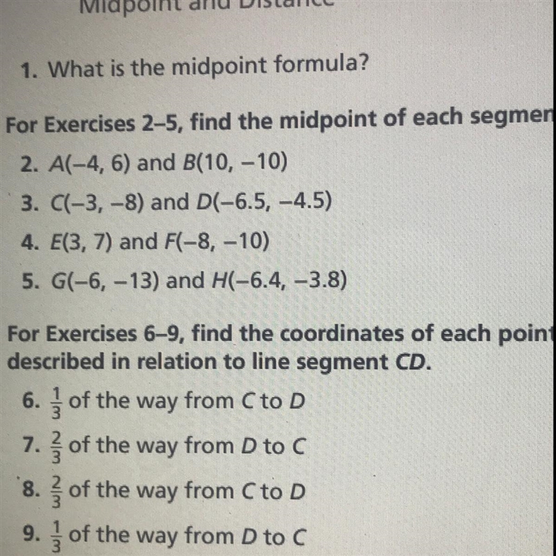 Given points C(-3,-8) and D(-6.5,-4.5), find the coordinate of the point that is 2/3 of-example-1