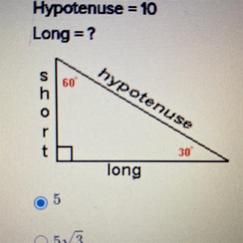 Given the following Information, find the length of the missing side. Leave your answer-example-1