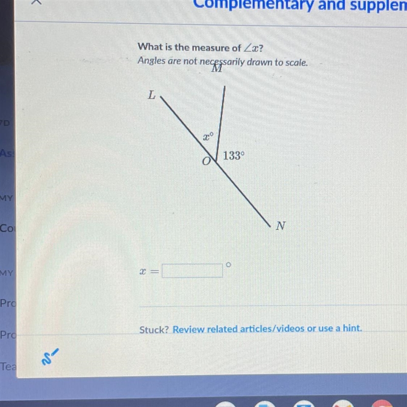 What is the measure of Zx? Angles are not necessarily drawn to scale. L 20 1330 O-example-1