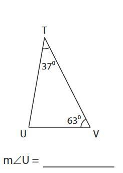 Find the measure of the indicated angle in each triangle. A)37 B)63 C)80 D)180-example-1