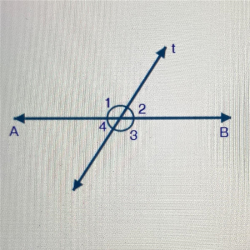 The figure below shows a striaght line AB intersected by another straight line t: Write-example-1