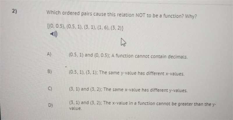 Which order Pairs cause this relation not be a function. why ?-example-1