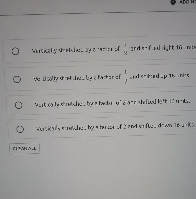 The equation for for G( X) Was obtained by transformingf(x)=1/x. Which description-example-1