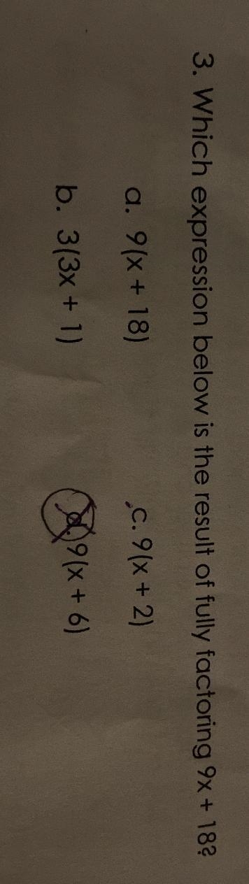 Which expression below is the result of fully factoring 9x + 18 S and.under-example-1