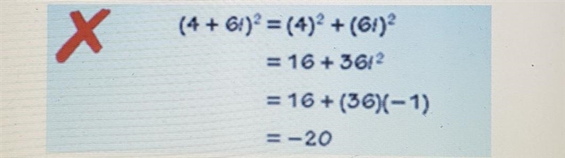 Describe and correct the error in performing the operation of complex numbers and-example-1