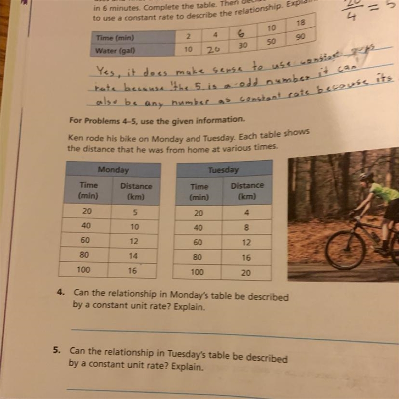 Can the relationship in Monday’s table be described by a constant unit rate. ExplainCan-example-1