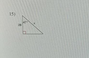 Solving right triangle find the missing side. round to the nearest tenth number 15-example-1