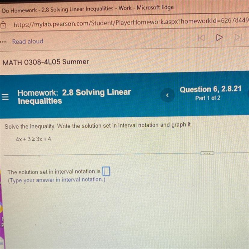 Solve the inequality. Write the solution set in interval notation and graph it4x + 3 ≥ 3x-example-1