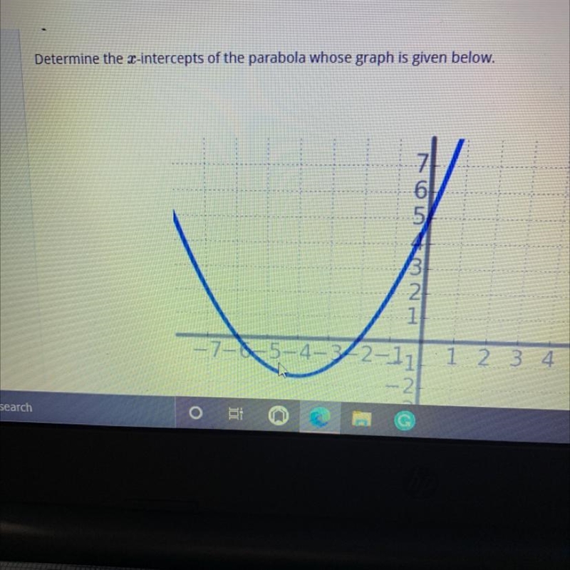 Determine the z-intercepts of the parabola whose graph is given below.-example-1