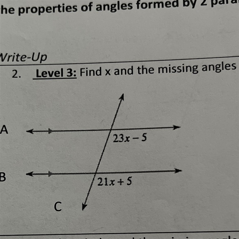 Find x and the missing angles-example-1