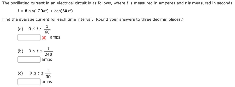 The oscillating current in an electrical circuit is as follows, where I is measured-example-1