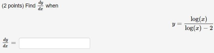 Find dy/dx when y=log(x)/log(x)−2-example-1