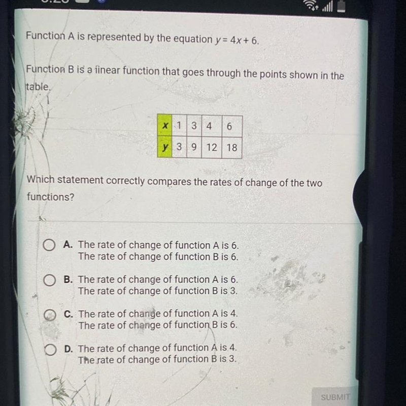 the question i have says “which statement correctly compares the rates of change of-example-1