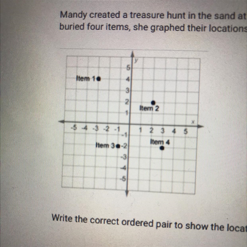 Mandy created a treasure hunt in the sand at the beach. To keep track of where she-example-1