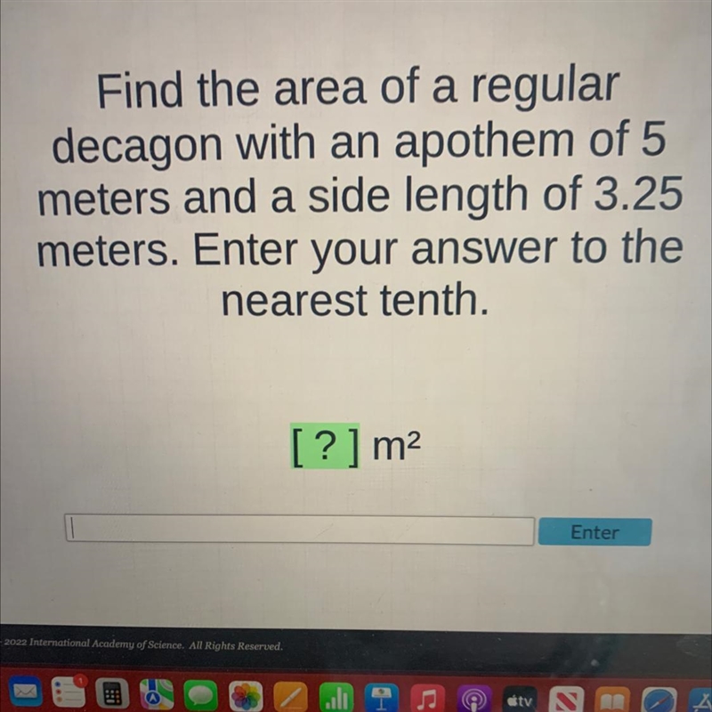 Find the area of a regular hexagonwith a side length of 4 cm and anapothem of approximately-example-1