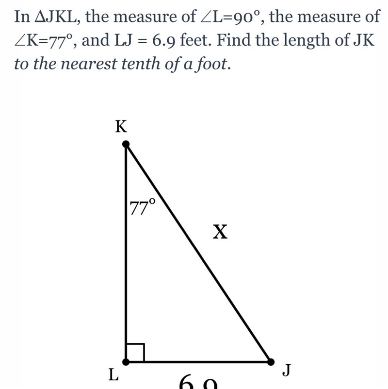 Find the length of Jk to the nearest tenth of a foot-example-1