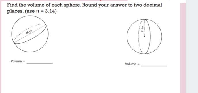 Find the volume of each sphere-example-1