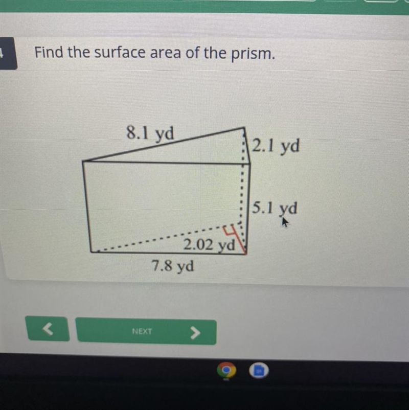 PLEASE HELP ME FIND THE SURFACE AREA OF THIS PRISM-example-1