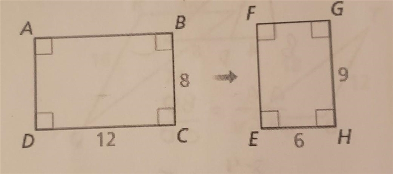 given ABCD ~ EFGH find the scale factor list all pairs of congruent angles write the-example-1