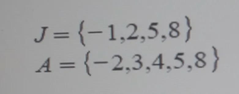 A) find the union of J and A.b) find the intersection of J and A-example-1