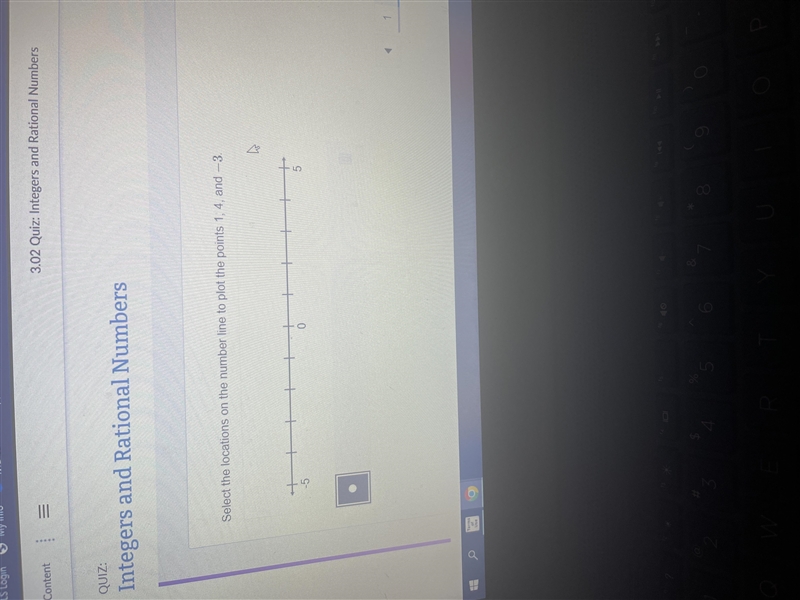 Select the locations on the number line to plot the points 1,4 and -3 Please help-example-1