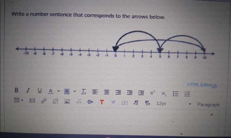 Write a number sentence that corresponds to the arrows below-example-1