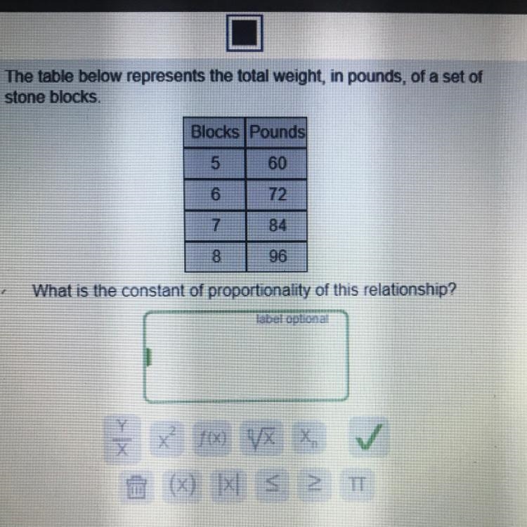 The table below represents the total weight, in pounds, of a set ofstone blocks.&lt-example-1