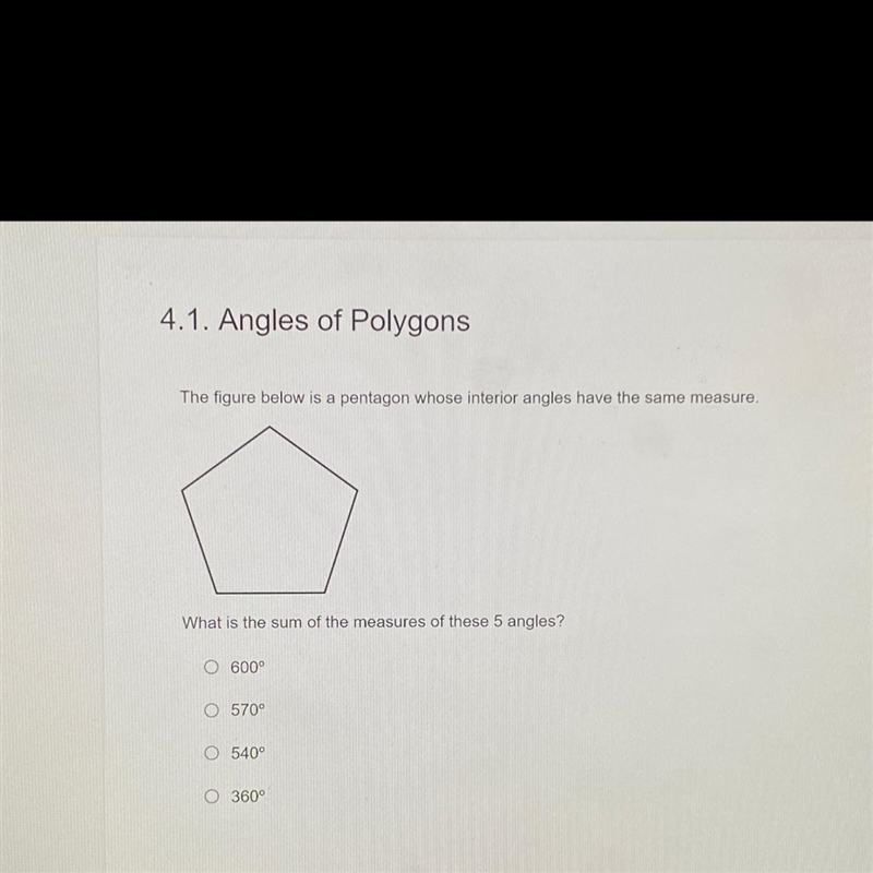 Angles of Polygons The figure below is a pentagon whose interior angles have the same-example-1