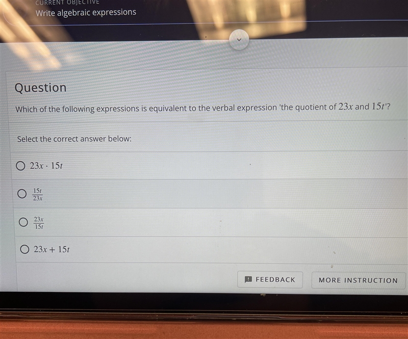 QuestionWhich of the following expressions is equivalent to the verbal expression-example-1