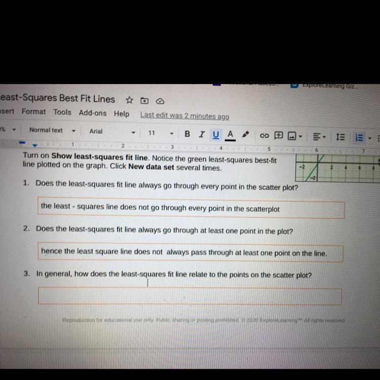 In general, how does the least-squares fit line relate to the points on the scatter-example-1