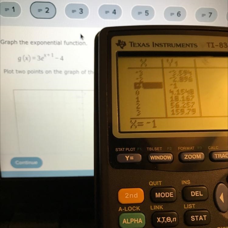 these are the points to this exponential function, i dont know how to make the y points-example-1